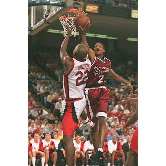 CAMBY #21 UMass 90s STARTER basketball jersey L red Amherst Minutemen vintage - Picture 11 of 11